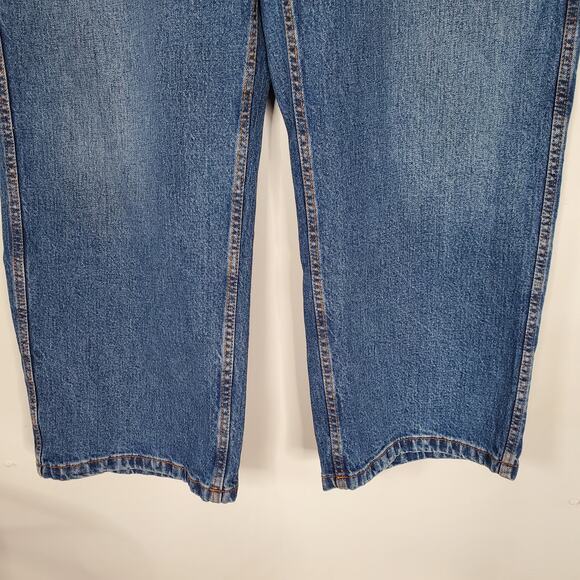 Sezane Le Crop Jeans High Rise Wide Leg Cropped Blue Denim Wash 48 US 16 - Picture 5 of 9